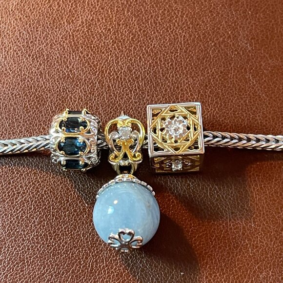 Michael Valitutti Gems en Vogue aquamarine zircon pendant charm 925 silver 18k - Picture 5 of 6